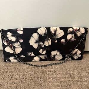 Chic Floral Black and White Clutch